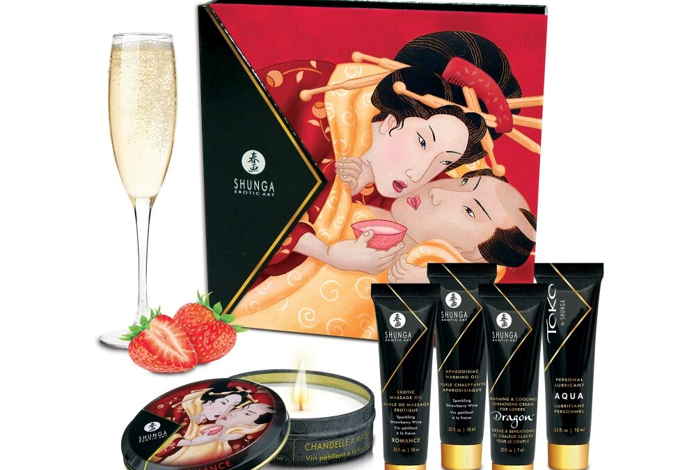 Coffret Secrets de Geisha Vin Pétillant à la Fraise Shunga