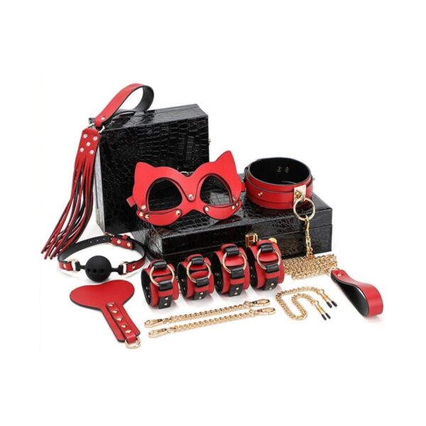 Coffret BDSM Luxury Rouge Noir 8 pièces