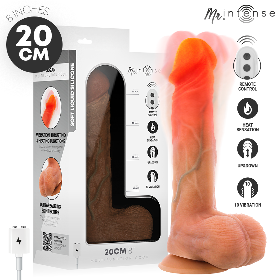 Gode vibrant télécommandé va-et-vient chauffant Logan MR INTENSE